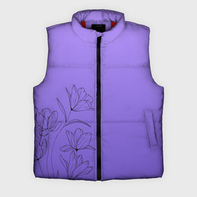 Мужской жилет утепленный 3D с принтом Красивый фиолетовый градиент с цветами ,  |  | Тематика изображения на принте: 