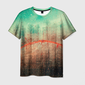 Мужская футболка 3D с принтом Светло зелёное небо, деревья и множество красок в Екатеринбурге, 100% полиэфир | прямой крой, круглый вырез горловины, длина до линии бедер | 