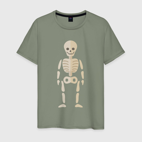 Мужская футболка хлопок с принтом Милый скелетик , 100% хлопок | прямой крой, круглый вырез горловины, длина до линии бедер, слегка спущенное плечо. | 