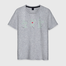 Мужская футболка хлопок с принтом Три счастливых мышонка в Курске, 100% хлопок | прямой крой, круглый вырез горловины, длина до линии бедер, слегка спущенное плечо. | 
