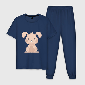 Мужская пижама хлопок с принтом Зайчишка в Курске, 100% хлопок | брюки и футболка прямого кроя, без карманов, на брюках мягкая резинка на поясе и по низу штанин
 | 