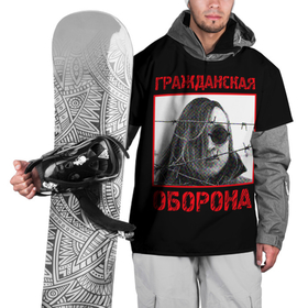 Накидка на куртку 3D с принтом Гражданская Оборона   Егор Летов в Новосибирске, 100% полиэстер |  | Тематика изображения на принте: 