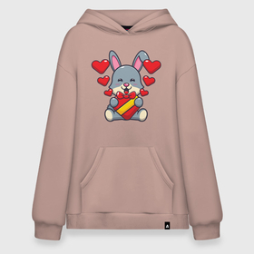 Худи SuperOversize хлопок с принтом Happy Rabbit , 70% хлопок, 30% полиэстер, мягкий начес внутри | карман-кенгуру, эластичная резинка на манжетах и по нижней кромке, двухслойный капюшон
 | 