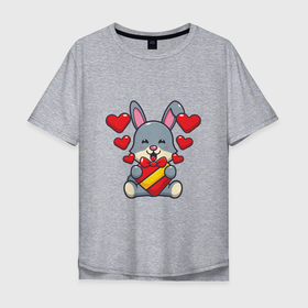 Мужская футболка хлопок Oversize с принтом Happy Rabbit в Новосибирске, 100% хлопок | свободный крой, круглый ворот, “спинка” длиннее передней части | 