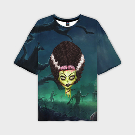 Мужская футболка OVERSIZE 3D с принтом Афро девушка зомби в Курске,  |  | 