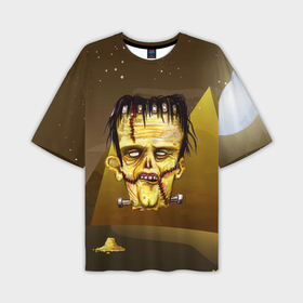 Мужская футболка OVERSIZE 3D с принтом Зомби   хэллоуин ,  |  | 