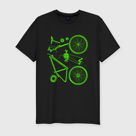 Мужская футболка хлопок Slim с принтом Детали велосипеда в Екатеринбурге, 92% хлопок, 8% лайкра | приталенный силуэт, круглый вырез ворота, длина до линии бедра, короткий рукав | Тематика изображения на принте: 