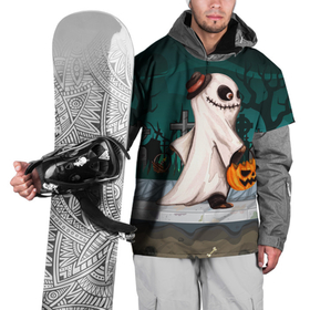 Накидка на куртку 3D с принтом Приведение на хэллоуин в Санкт-Петербурге, 100% полиэстер |  | 