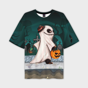 Мужская футболка OVERSIZE 3D с принтом Приведение на хэллоуин в Екатеринбурге,  |  | 