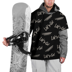 Накидка на куртку 3D с принтом Черный фон с серебряными надписями и штрихами в Тюмени, 100% полиэстер |  | 