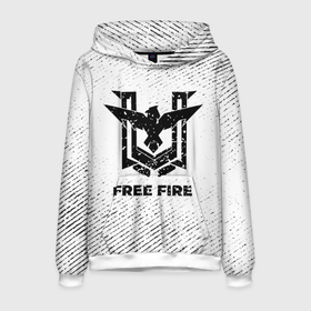 Мужская толстовка 3D с принтом Free Fire с потертостями на светлом фоне в городе Новоалтайск, 100% полиэстер | двухслойный капюшон со шнурком для регулировки, мягкие манжеты на рукавах и по низу толстовки, спереди карман-кенгуру с мягким внутренним слоем. | 