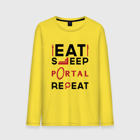 Мужской лонгслив хлопок с принтом Надпись: eat sleep Portal repeat в Новосибирске, 100% хлопок |  | Тематика изображения на принте: 