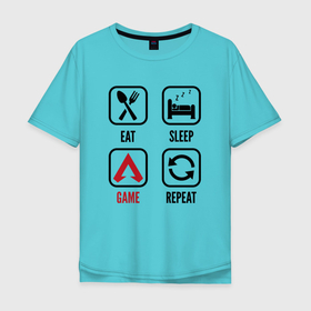 Мужская футболка хлопок Oversize с принтом Eat   sleep   Apex Legends   repeat в Кировске, 100% хлопок | свободный крой, круглый ворот, “спинка” длиннее передней части | Тематика изображения на принте: 