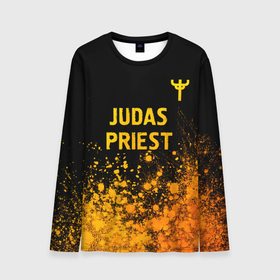 Мужской лонгслив 3D с принтом Judas Priest   gold gradient: символ сверху в Санкт-Петербурге, 100% полиэстер | длинные рукава, круглый вырез горловины, полуприлегающий силуэт | 