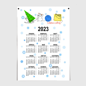 Постер с принтом Новогодний календарь 2023 с кроликом в Санкт-Петербурге, 100% бумага
 | бумага, плотность 150 мг. Матовая, но за счет высокого коэффициента гладкости имеет небольшой блеск и дает на свету блики, но в отличии от глянцевой бумаги не покрыта лаком | 