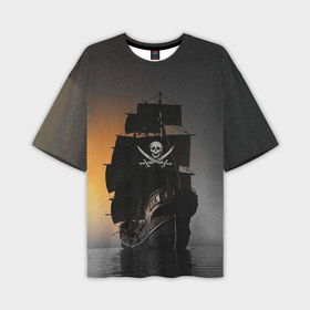 Мужская футболка oversize 3D с принтом Пиратский фрегат ,  |  | Тематика изображения на принте: 