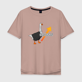 Мужская футболка хлопок Oversize с принтом Гусь инвестор в Тюмени, 100% хлопок | свободный крой, круглый ворот, “спинка” длиннее передней части | Тематика изображения на принте: 