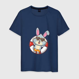 Мужская футболка хлопок с принтом Chill Rabbit в Курске, 100% хлопок | прямой крой, круглый вырез горловины, длина до линии бедер, слегка спущенное плечо. | 