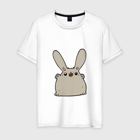 Мужская футболка хлопок с принтом Весёлый кролик в Петрозаводске, 100% хлопок | прямой крой, круглый вырез горловины, длина до линии бедер, слегка спущенное плечо. | 