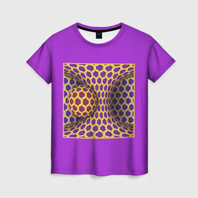 Женская футболка 3D с принтом Вращающийся шар   оптическая иллюзия в Курске, 100% полиэфир ( синтетическое хлопкоподобное полотно) | прямой крой, круглый вырез горловины, длина до линии бедер | 