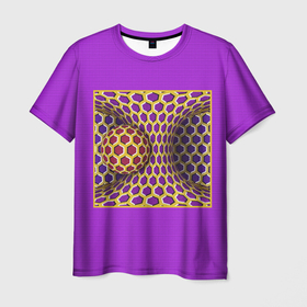 Мужская футболка 3D с принтом Вращающийся шар   оптическая иллюзия в Кировске, 100% полиэфир | прямой крой, круглый вырез горловины, длина до линии бедер | 