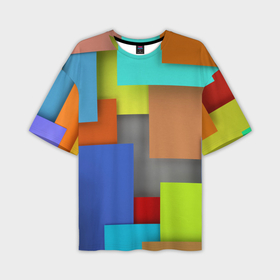 Мужская футболка OVERSIZE 3D с принтом Разноцветные кубы в Петрозаводске,  |  | Тематика изображения на принте: 