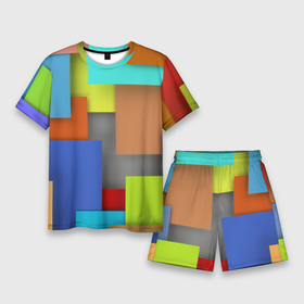 Мужской костюм с шортами 3D с принтом Разноцветные кубы в Петрозаводске,  |  | 
