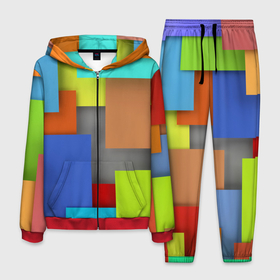 Мужской костюм 3D с принтом Разноцветные кубы в Курске, 100% полиэстер | Манжеты и пояс оформлены тканевой резинкой, двухслойный капюшон со шнурком для регулировки, карманы спереди | 