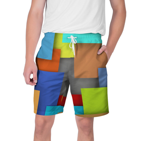 Мужские шорты 3D с принтом Разноцветные кубы в Новосибирске,  полиэстер 100% | прямой крой, два кармана без застежек по бокам. Мягкая трикотажная резинка на поясе, внутри которой широкие завязки. Длина чуть выше колен | Тематика изображения на принте: 
