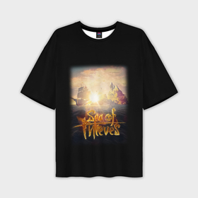 Мужская футболка OVERSIZE 3D с принтом Sea of thieves корабль и остров в Тюмени,  |  | Тематика изображения на принте: 