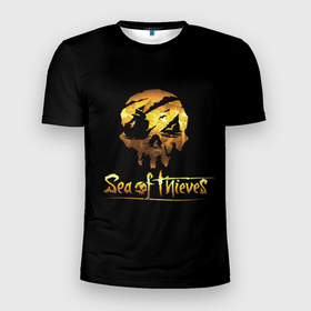 Мужская футболка 3D Slim с принтом Sea of thieves лого , 100% полиэстер с улучшенными характеристиками | приталенный силуэт, круглая горловина, широкие плечи, сужается к линии бедра | 