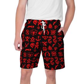 Мужские шорты 3D с принтом Sea of thieves узор в Тюмени,  полиэстер 100% | прямой крой, два кармана без застежек по бокам. Мягкая трикотажная резинка на поясе, внутри которой широкие завязки. Длина чуть выше колен | 