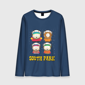 Мужской лонгслив 3D с принтом South park космонавты в Тюмени, 100% полиэстер | длинные рукава, круглый вырез горловины, полуприлегающий силуэт | 