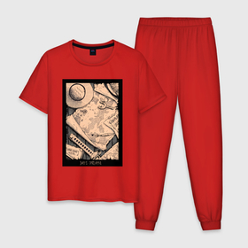 Мужская пижама хлопок с принтом Карта приключений   Ван Пис в Курске, 100% хлопок | брюки и футболка прямого кроя, без карманов, на брюках мягкая резинка на поясе и по низу штанин
 | 