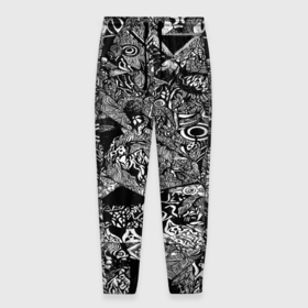Мужские брюки 3D с принтом Чёрно белая триповая абстракция в Санкт-Петербурге, 100% полиэстер | манжеты по низу, эластичный пояс регулируется шнурком, по бокам два кармана без застежек, внутренняя часть кармана из мелкой сетки | 