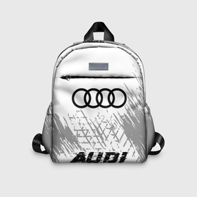 Детский рюкзак 3D с принтом Audi speed шины на светлом: символ, надпись , 100% полиэстер | лямки с регулируемой длиной, сверху петелька, чтобы рюкзак можно было повесить на вешалку. Основное отделение закрывается на молнию, как и внешний карман. Внутри дополнительный карман. По бокам два дополнительных кармашка | Тематика изображения на принте: 