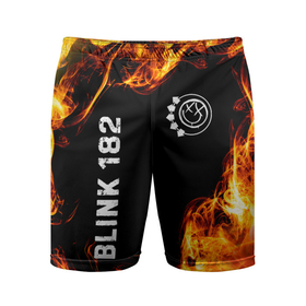 Мужские шорты спортивные с принтом Blink 182 и пылающий огонь ,  |  | 