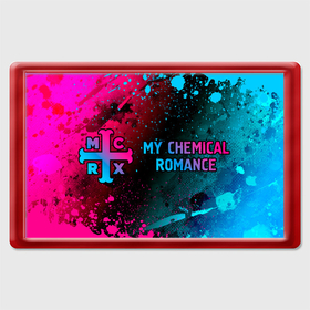 Магнит 45*70 с принтом My Chemical Romance   neon gradient: надпись и символ , Пластик | Размер: 78*52 мм; Размер печати: 70*45 | 