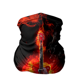 Бандана-труба 3D с принтом Огненная гитара в Курске, 100% полиэстер, ткань с особыми свойствами — Activecool | плотность 150‒180 г/м2; хорошо тянется, но сохраняет форму | Тематика изображения на принте: 