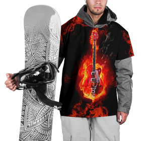 Накидка на куртку 3D с принтом Огненная гитара в Екатеринбурге, 100% полиэстер |  | Тематика изображения на принте: 