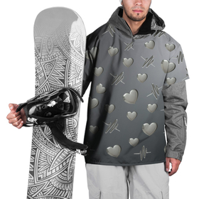 Накидка на куртку 3D с принтом Поляна из стальных сердечек и пульсов в Белгороде, 100% полиэстер |  | Тематика изображения на принте: 