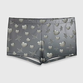 Мужские купальные плавки 3D с принтом Поляна из стальных сердечек и пульсов в Белгороде, Полиэстер 85%, Спандекс 15% |  | Тематика изображения на принте: 