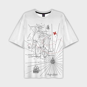 Мужская футболка OVERSIZE 3D с принтом Карта острова сокровищ в Санкт-Петербурге,  |  | 