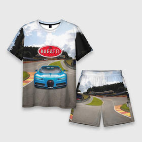 Мужской костюм с шортами 3D с принтом Bugatti   motorsport  гоночная трасса ,  |  | 