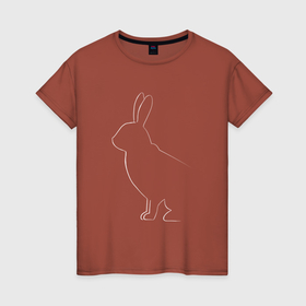 Женская футболка хлопок с принтом Силуэт кролика в Петрозаводске, 100% хлопок | прямой крой, круглый вырез горловины, длина до линии бедер, слегка спущенное плечо | 