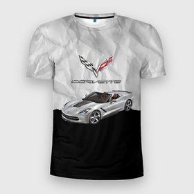 Мужская футболка 3D Slim с принтом Chevrolet Corvette   motorsport в Новосибирске, 100% полиэстер с улучшенными характеристиками | приталенный силуэт, круглая горловина, широкие плечи, сужается к линии бедра | 