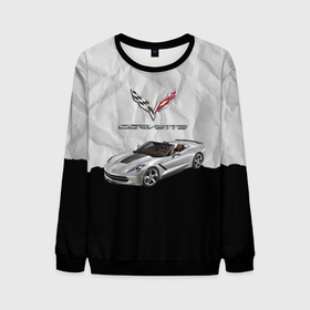 Мужской свитшот 3D с принтом Chevrolet Corvette   motorsport в Новосибирске, 100% полиэстер с мягким внутренним слоем | круглый вырез горловины, мягкая резинка на манжетах и поясе, свободная посадка по фигуре | Тематика изображения на принте: 