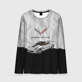 Мужской лонгслив 3D с принтом Chevrolet Corvette   motorsport в Екатеринбурге, 100% полиэстер | длинные рукава, круглый вырез горловины, полуприлегающий силуэт | Тематика изображения на принте: 