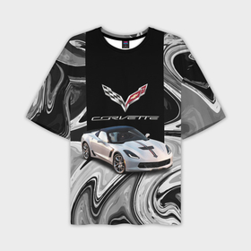Мужская футболка OVERSIZE 3D с принтом Chevrolet Corvette   Motorsport   Racing team в Екатеринбурге,  |  | Тематика изображения на принте: 