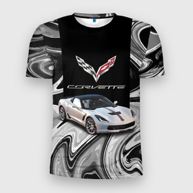 Мужская футболка 3D Slim с принтом Chevrolet Corvette   Motorsport   Racing team в Екатеринбурге, 100% полиэстер с улучшенными характеристиками | приталенный силуэт, круглая горловина, широкие плечи, сужается к линии бедра | Тематика изображения на принте: 